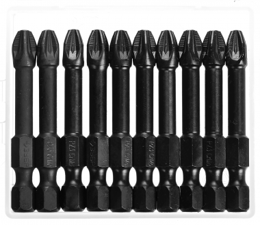 Биты ЗУБР &quot;ПРОФИ&quot; Pozidrive, тип хвостовика E 1/4&quot;, PZ3, 50мм, 10шт, в пластиковом боксе, на карточке — Официальный партнер ЗУБР в России