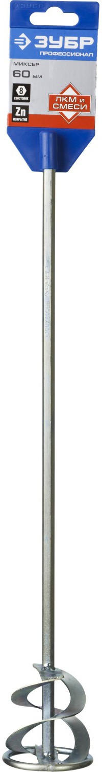 Миксер ЗУБР &quot;ПРОФЕССИОНАЛ&quot; для красок, шестигранный хвостовик, оцинкованный, на подвеске, 60х400мм, 0603-06-40_z02 — Официальный партнер ЗУБР в России