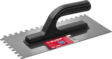 Гладилка штукатурная ЗУБР 130х270 мм, 8х8 мм, нержавеющая, пластмассовая рукоятка, 08042-08 — Официальный партнер ЗУБР в России