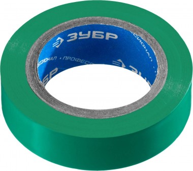ЗУБР Электрик-10 Изолента ПВХ, напряжение до 6000В, не поддерживает горение, 10м, (0,13х15мм), зеленая, 1233-4_z02 — Официальный партнер ЗУБР в России