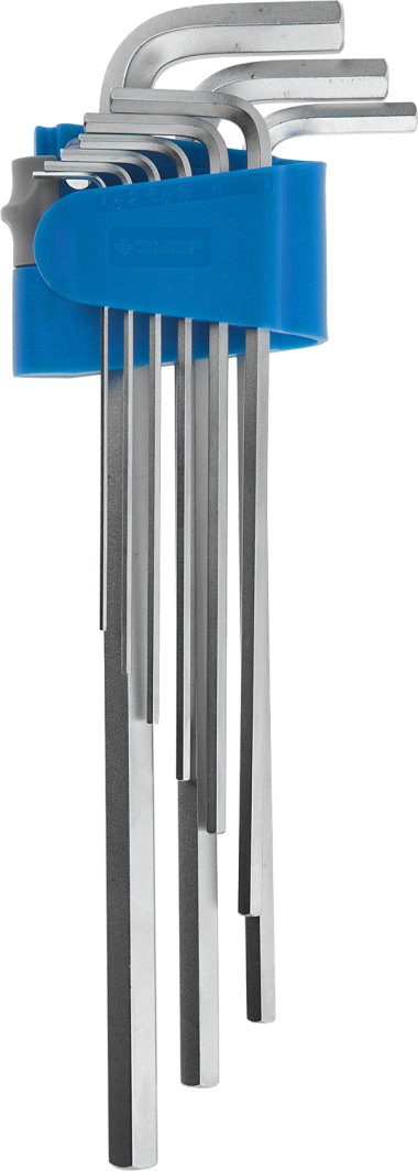 Набор ключей имбусовых ЗУБР &quot;ЭКСПЕРТ&quot; длинные, Cr-Mo, сатинированное покрытие, эргоном держатель, HEX 1, 5 - 10 мм, 9шт, 27465-H9 — Официальный партнер ЗУБР в России