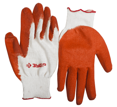 Перчатки ЗУБР &quot;МАСТЕР&quot; трикотажные, х/б, обливная ладонь из латекса, L-XL — Официальный партнер ЗУБР в России