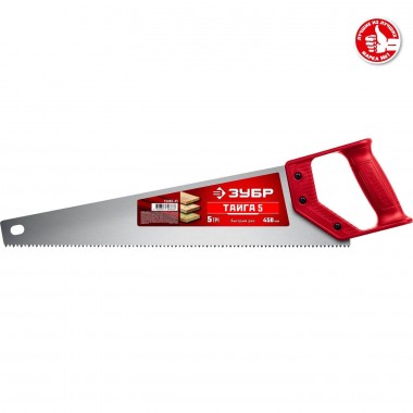 Ножовка для быстрого реза ЗУБР &quot;ТАЙГА-5&quot; 450мм, 5TPI, рез вдоль и поперек волокон, для крупных и средних заготовок, фанеры, ДСП, МДФ 15083-45 — Официальный партнер ЗУБР в России