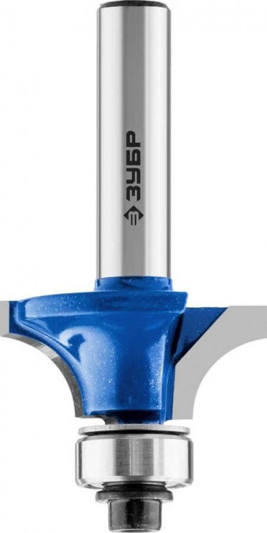 Фреза кромочная калевочная №1, D= 28,6мм, рабочая длина-12,7мм, радиус-7,95мм, хв.-8мм, d-12,7мм, ЗУБР Профессионал — Официальный партнер ЗУБР в России