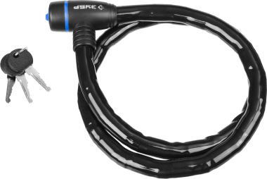 Замок ЗУБР &quot;ПРОФЕССИОНАЛ&quot;, тросовый, усиленный, 3 ключа в комплекте, длина троса 1000мм, d 18мм — Официальный партнер ЗУБР в России