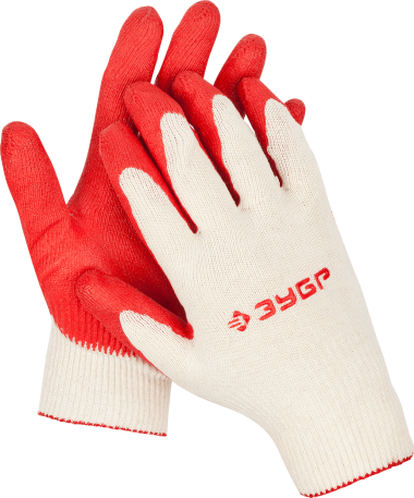 Перчатки ЗУБР &quot;МАСТЕР&quot; трикотажные, 13 класс, х/б, обливная ладонь из латекса, L-XL, 10 пар — Официальный партнер ЗУБР в России