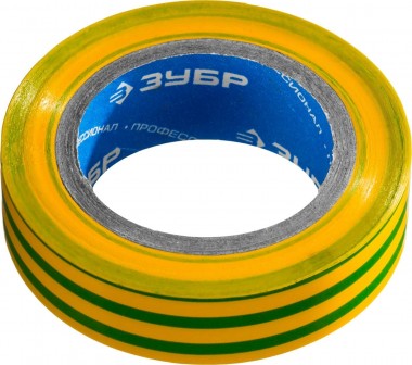 ЗУБР Электрик-10 Изолента ПВХ, напряжение до 6000В, не поддерживает горение, 10м, (0,13х15мм), жёлто-зелёная, 1233-6_z02 — Официальный партнер ЗУБР в России