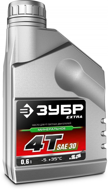 Минеральное масло для 4-тактных двигателей ЗУБР EXTRA 4Т-30, 0.6 л, 70613-06 — Официальный партнер ЗУБР в России