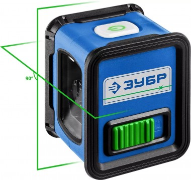 Нивелир лазерный линейный ЗУБР &quot;КРЕСТ 15&quot;, зелёный, двухлучевой, точность +/- 0,3мм, IP40, Профессионал 34900 — Официальный партнер ЗУБР в России