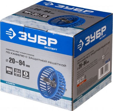 Сверло ЗУБР &quot;ЭКСПЕРТ&quot; регулируемое, с изменяемым резцом, по кафелю и керамике, &quot;Балеринка&quot;, d=20-90мм, с защитной решеткой, 3334_z01 — Официальный партнер ЗУБР в России