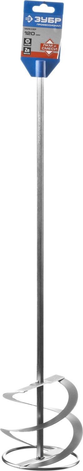 Миксер ЗУБР &quot;ПРОФЕССИОНАЛ&quot; для красок, шестигранный хвостовик, оцинкованный, 120х600мм, 0603-12-60_z02 — Официальный партнер ЗУБР в России