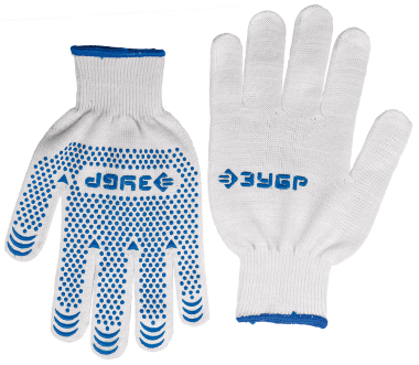 Перчатки ЗУБР трикотажные, 12 класс, х/б, с защитой от скольжения, L-XL — Официальный партнер ЗУБР в России