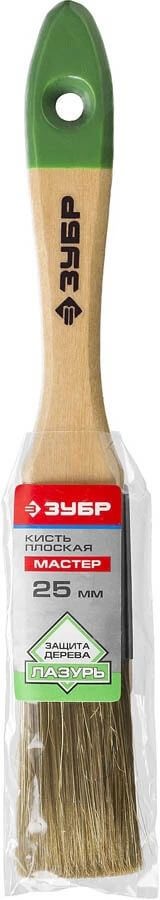 Кисть плоская ЗУБР &quot;ЛАЗУРЬ-МАСТЕР&quot;, смешанная щетина, деревянная ручка, 25мм — Официальный партнер ЗУБР в России