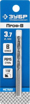 Сверло по металлу ЗУБР ? 3.7 x 70 мм, сталь Р6М5, класс В, 29621-3.7 Профессионал фото 2 — Официальный партнер ЗУБР в России