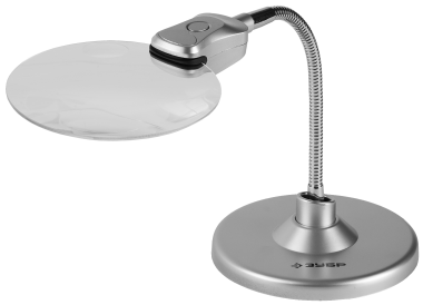 Лупа ЗУБР &quot;МАСТЕР&quot; на гибком штативе, светодиодная подсветка, 2-х/6-ти кратное увеличение, диаметр линзы 110 мм — Официальный партнер ЗУБР в России