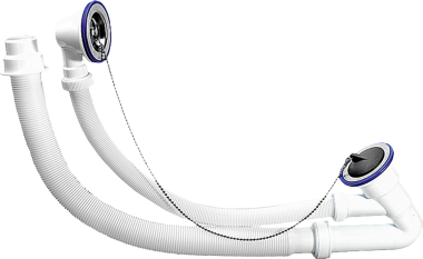 Сифон ЗУБР &quot;ЭКСПЕРТ&quot; для ванн с выпуском и нержавеющими чашками — Официальный партнер ЗУБР в России