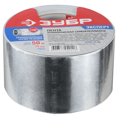 Алюминиевая лента, ЗУБР Профессионал 12262-75-50, до 120 °С, 60мкм, 75мм х 50м — Официальный партнер ЗУБР в России
