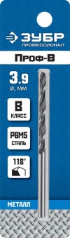 Сверло по металлу ЗУБР Ø 3.9 x 75 мм, сталь Р6М5, класс В, 29621-3.9 Профессионал фото 2 — Официальный партнер ЗУБР в России