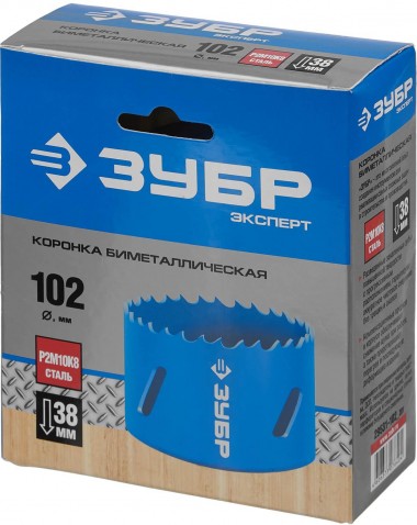 Коронка биметаллическая d-102мм, быстрорежущая сталь, глубина сверления до 38мм, 29531-102_z01 ЗУБР — Официальный партнер ЗУБР в России