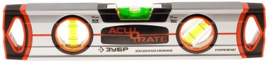 Уровень ЗУБР "ТОРПЕДО" "ACURATE 4" фрезерованный, особопрочный профиль из авиационного алюминия, 3 ампулы, 25см &mdash; Официальный партнер ЗУБР в России