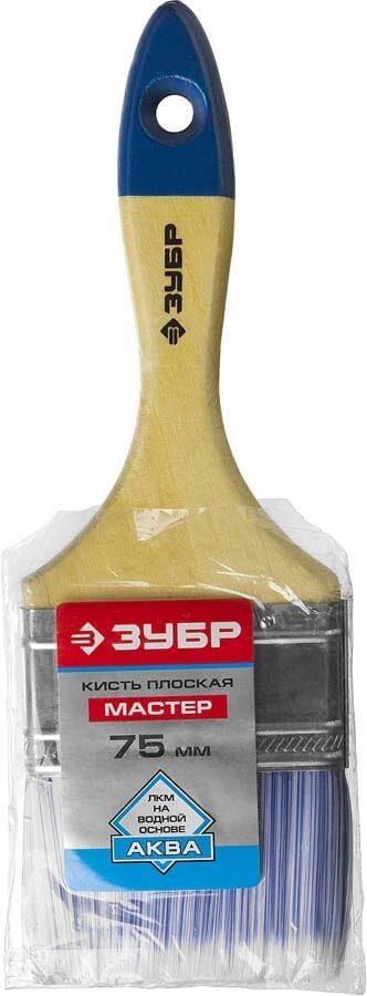 Кисть плоская ЗУБР &quot;АКВА-МАСТЕР&quot;, искусственная щетина, деревянная ручка, 75мм — Официальный партнер ЗУБР в России
