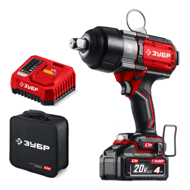 ЗУБР 20 В, 1000 Н·м, 1 АКБ LMS (4 А·ч), бесщеточный ударный гайковерт, сумка (ГБУ-1000-41) — Официальный партнер ЗУБР в России
