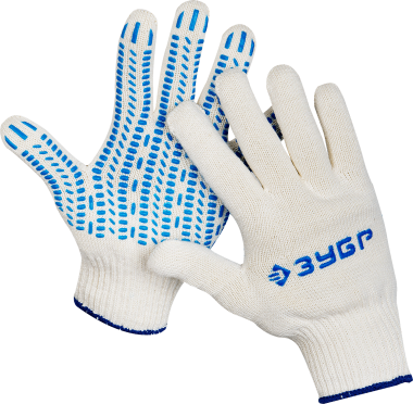Перчатки ЗУБР трикотажные, 10 класс, х/б, с защитой от скольжения, L-XL, 10пар — Официальный партнер ЗУБР в России