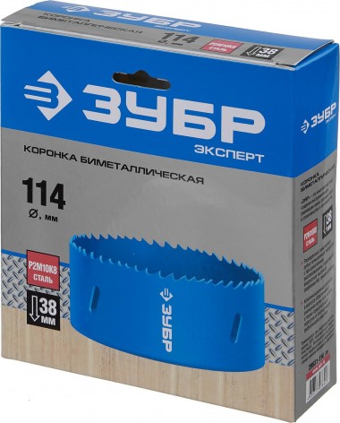 Коронка биметаллическая d-114мм, быстрорежущая сталь, глубина сверления до 38мм, 29531-114_z01 ЗУБР — Официальный партнер ЗУБР в России