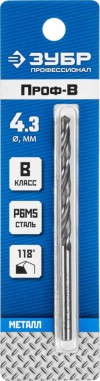 Сверло по металлу ЗУБР Ø 4.3 x 80 мм, сталь Р6М5, класс В, 29621-4.3 Профессионал фото 2 — Официальный партнер ЗУБР в России