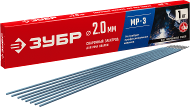ЗУБР d 2,0 х 300 мм, для ММА, 1 кг, с рутиловым покрытием, электрод сварочный МР-3 40011-2.0 Мастер — Официальный партнер ЗУБР в России