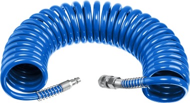 Воздушный спиральный шланг с фитингами рапид ЗУБР 10 м, 6х8 мм, 15 бар, 6473-10 Профессионал — Официальный партнер ЗУБР в России
