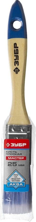 Кисть плоская ЗУБР &quot;АКВА-МАСТЕР&quot;, искусственная щетина, деревянная ручка, 25мм — Официальный партнер ЗУБР в России