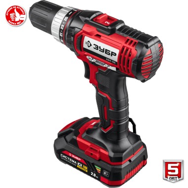 Дрель-шуруповерт ЗУБР 18 В, 2 АКБ (2Ач), в кейсе, ДШЛ-185-22 Мастер — Официальный партнер ЗУБР в России