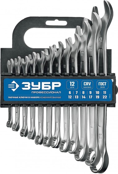 Набор комбинированных гаечных ключей ЗУБР 12шт, 6 - 22 мм,  Профессионал 27088-H12_z01 — Официальный партнер ЗУБР в России