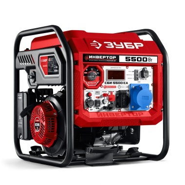 ЗУБР 5500 Вт, инверторный генератор с электростартером и розеткой АВР (СБИ-5500ЕА) — Официальный партнер ЗУБР в России