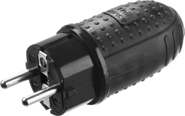 Вилка ЗУБР &quot;ПРОФЕССИОНАЛ&quot; электрическая обрезиненная, 16А/250В, IP44, черная — Официальный партнер ЗУБР в России