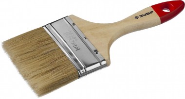 Кисть плоская ЗУБР &quot;УНИВЕРСАЛ-МАСТЕР&quot;, натуральная щетина, деревянная ручка, 100мм — Официальный партнер ЗУБР в России