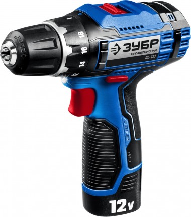 Дрель-шуруповерт DL-121-22F, 12В, 2 АКБ (2 Ач), в кейсе, ЗУБР  &quot;ПРОФЕССИОНАЛ&quot; + LED фонарь — Официальный партнер ЗУБР в России