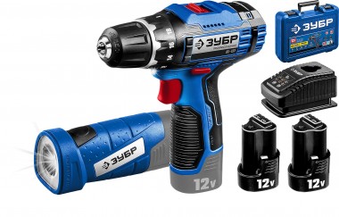 Дрель-шуруповерт DL-121-22F, 12В, 2 АКБ (2 Ач), в кейсе, ЗУБР  &quot;ПРОФЕССИОНАЛ&quot; + LED фонарь — Официальный партнер ЗУБР в России