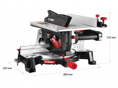 Пила торцовочная комбинированная, ЗУБР ЗПТК-255-1800, d= 250 x 30 мм, 1800Вт, 4500 об/мин, 90°- 75/130 мм, 45°- 35/90 мм — Официальный партнер ЗУБР в России