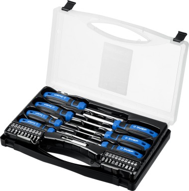 Набор: Отвертки профессиональные, Cr-Mo сталь, магнитный наконечник, в коробке, 27 предметов, ЗУБР &quot;ПРОФЕССИОНАЛ&quot; 25240 — Официальный партнер ЗУБР в России