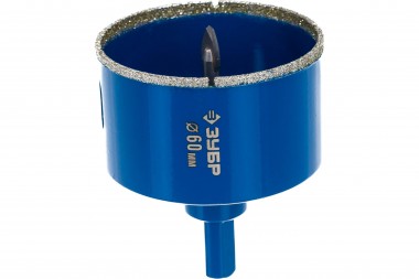 Коронка алмазная по кафелю и стеклу, d=60 мм, зерно Р 60, в сборе с центрирующим сверлом и имбусовым ключом, ЗУБР Профессионал 29850-60 — Официальный партнер ЗУБР в России