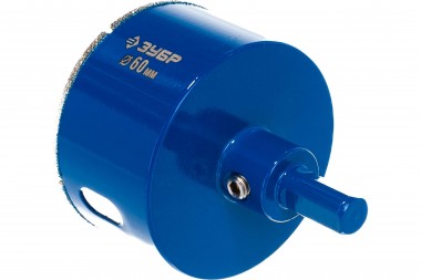 Коронка алмазная по кафелю и стеклу, d=60 мм, зерно Р 60, в сборе с центрирующим сверлом и имбусовым ключом, ЗУБР Профессионал 29850-60 — Официальный партнер ЗУБР в России