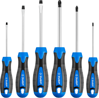 Набор: Отвертки профессиональные, Cr-Mo сталь, магнитный наконечник, в коробке, SL3,5,6/PH0,1,2, ЗУБР &quot;ПРОФЕССИОНАЛ&quot; 25239 — Официальный партнер ЗУБР в России