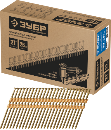 Реечные гвозди рифленые ЗУБР, 50 мм, 21°, 3500 шт., РГР-21 305392-50 Профессионал — Официальный партнер ЗУБР в России