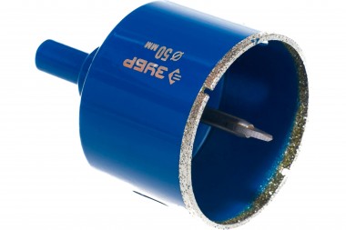 Коронка алмазная по кафелю и стеклу, d=50 мм, зерно Р 60, в сборе с центрирующим сверлом и имбусовым ключом, ЗУБР Профессионал 29850-50 — Официальный партнер ЗУБР в России