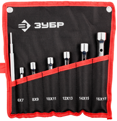 Набор ЗУБР &quot;МАСТЕР&quot;: Ключи торцовые, двухсторонние, усиленные, шестигранный профиль, 6-17мм, с воротком, 7шт — Официальный партнер ЗУБР в России