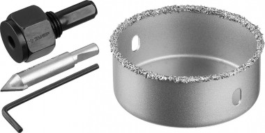 Коронка-чашка ЗУБР, высота 25мм, d=67мм, с карбид-вольфрамовой крошкой, зерно Р 30-40, в сборе с державкой и сверлом, &quot;Профессионал&quot;, 33360-067_z01 — Официальный партнер ЗУБР в России