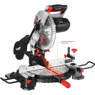 Пила торцовочная, ЗУБР ЗПТ-255-1800 ЛМ2, d= 255 x 30 мм, 1600 Вт, 5000 об/мин, лазер, удлинители стола — Официальный партнер ЗУБР в России
