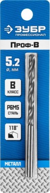 Сверло по металлу ЗУБР Ø 5.2 x 86 мм, сталь Р6М5, класс В, 29621-5.2 Профессионал фото 2 — Официальный партнер ЗУБР в России